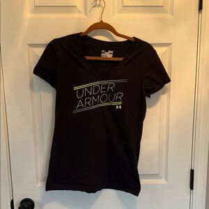 Under Armour Women's Size M Black Tee with Neon Green Accents